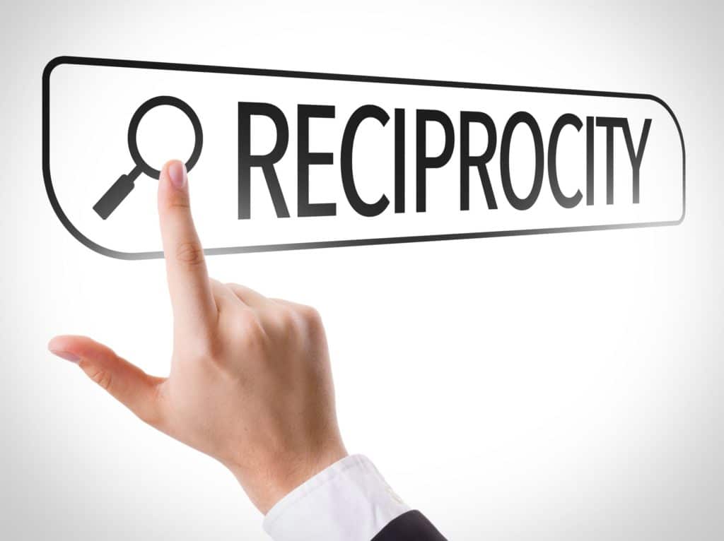Reciprocity written in a virtual search bar.